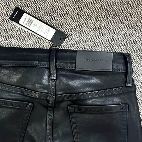 NWT BCBG MAXAZRIA 5 POCKET FAUX LEATHER SKINNY PANTS with stretch, size 24 waist - Picture 4 of 9